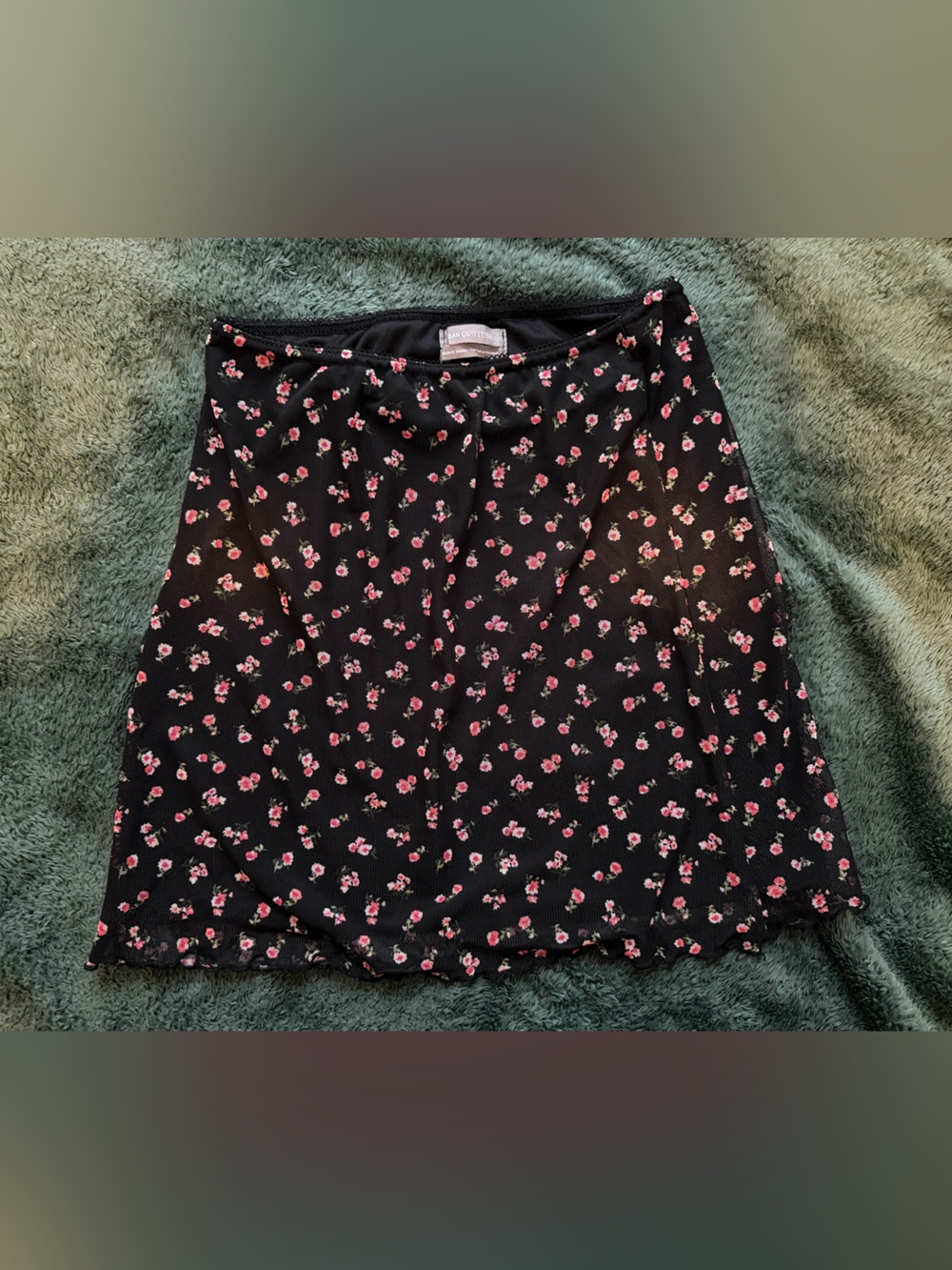Urban Outfitters Black Mini Skirt with Pink Floral Print